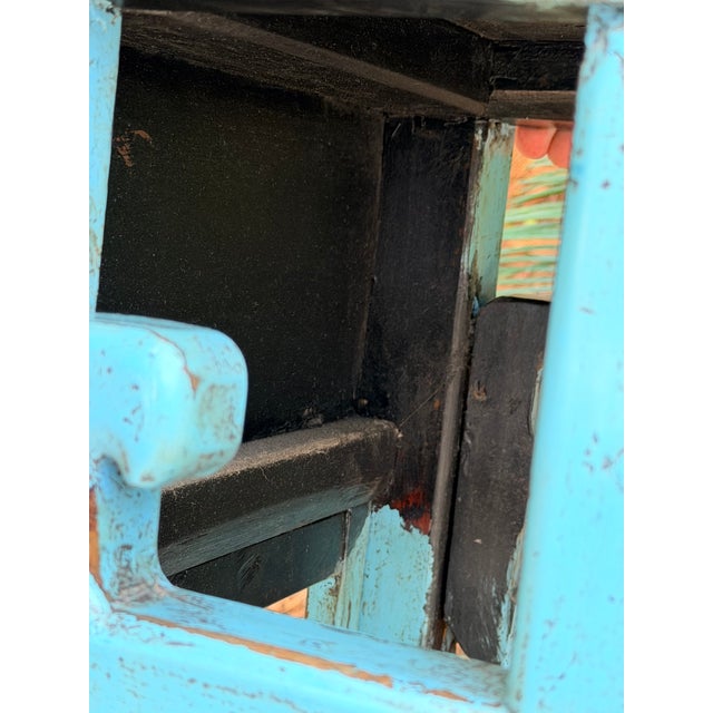 Chinese Distressed Turquoise Blue Console Table For Sale - Image 13 of 14