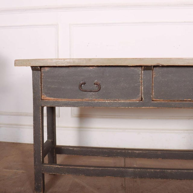 Small 1920's painted 2 drawer pine server. 1920 This piece is designed in the style of the selected designer and/or...