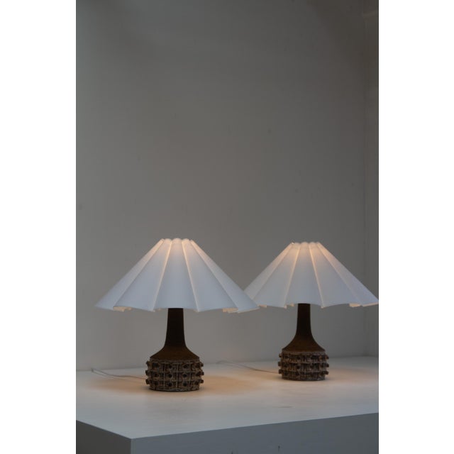 1960s Danish Modern Ceramic Table Lamps by Jette Hellerøe for Axella, 1960s, Set of 2 For Sale - Image 5 of 18