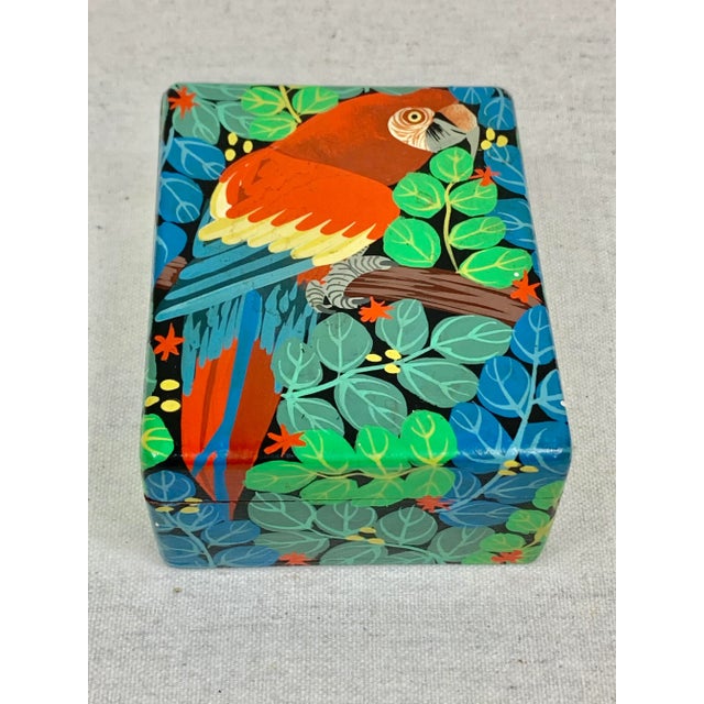 Vintage Hand Painted Wooden Parrot Box For Sale In New Orleans - Image 6 of 11
