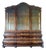 Vintage Henredon Dutch Louis XV Oak and Burl Wood Lighted Breakfront Cabinet For Sale