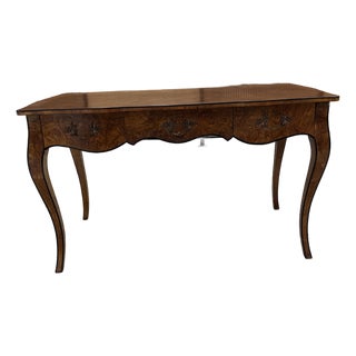 1960s Italian Mid Century Burl Wood Writing Desk For Sale