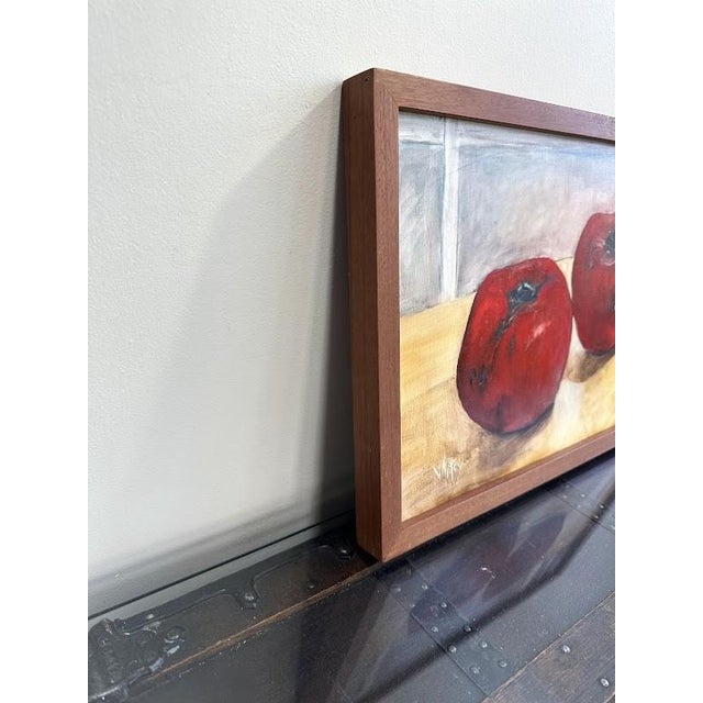 American Oil on Masonite Painting, Signed Whitey, Two Tomatoes, Framed For Sale - Image 3 of 5