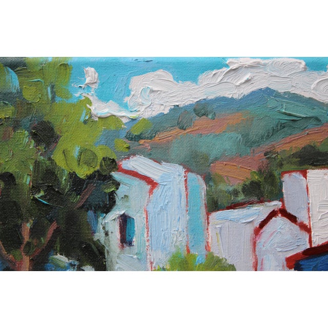 Quiet Places & Landscapes, Blue City Rhythms — Chefchaouen, Morocco Original oil painting by Lisa Haas, 12 x 12 unframed...