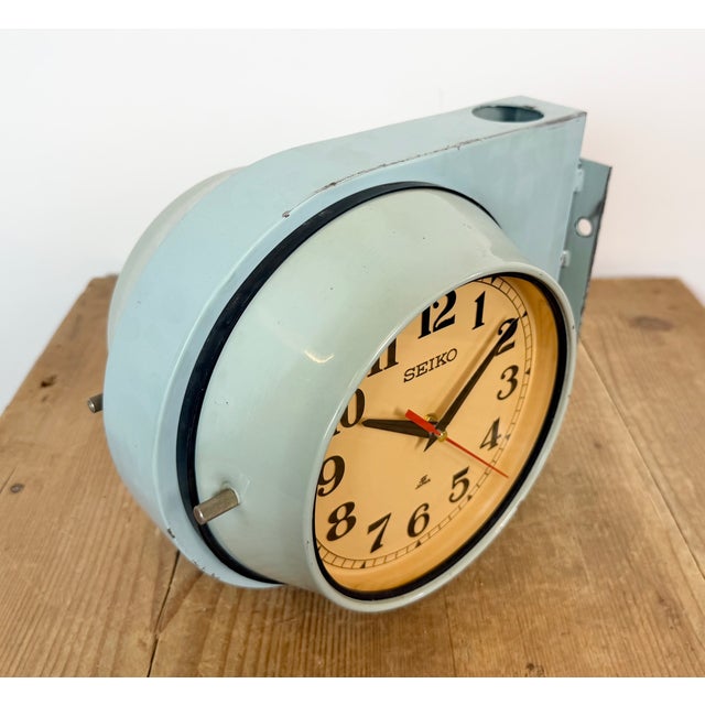 Vintage Blue Seiko Double-Sided Ships Wall Clock, 1980s For Sale - Image 13 of 18