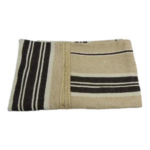 Stripes Brown & Natural Woven Patchwork Throw