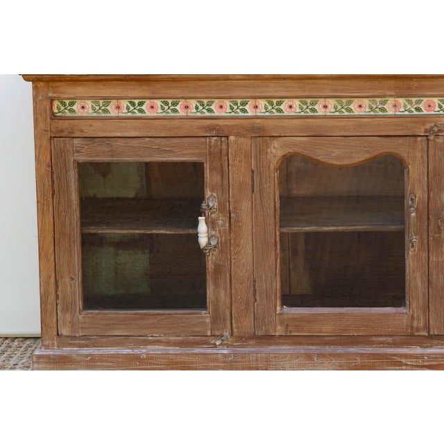 Early 20th Century Scalloped Tile & Glass Colonial Console For Sale - Image 4 of 9