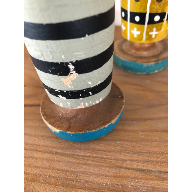 Mid 20th Century Wood Turned Hand-Painted Figures by Robert Stewart - Set of 3 For Sale In Phoenix - Image 6 of 10