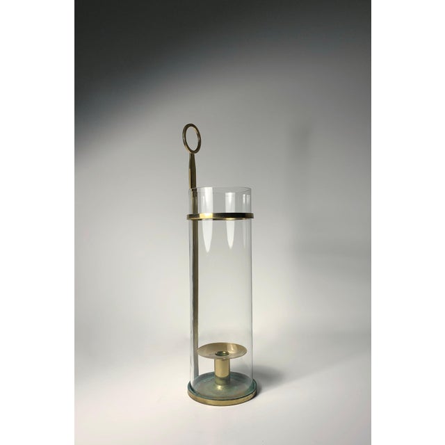 Mid-Century Modern Tommi Parzinger Candle Stick Holder with Original Hurricane Glass For Sale - Image 3 of 8