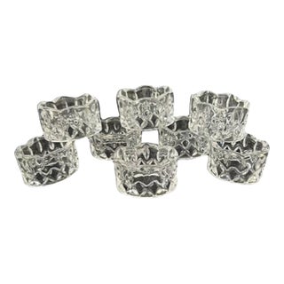 1990s Gorham King Edward Napkin Crystal Rings- Set of 8 For Sale