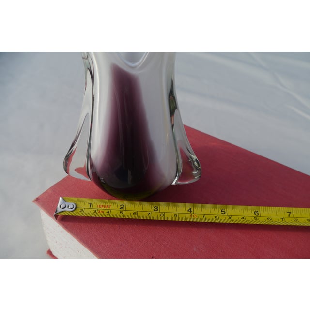 Glass Mid 20th Century Murano Italy Art Glass Vase in Purple White Clear Attributed to Fratelli Toso For Sale - Image 7 of 12