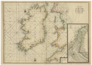 Large Maritime Map of Irish Sea, West Coasts of Ireland, England and Scotland, 1693