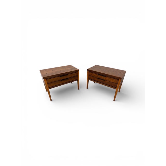 Mid-Century Modern Mid-Century Modern Lane Tuxedo Walnut Nightstands - Set of 2 For Sale - Image 3 of 7