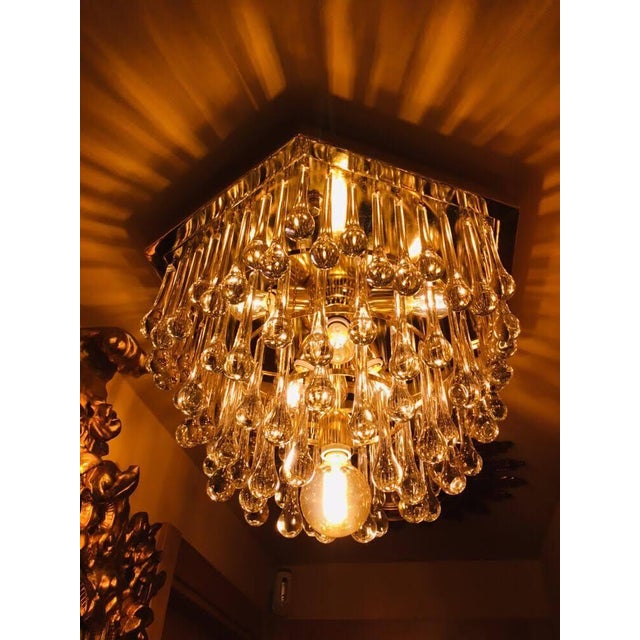 Venini Italian Brass and Murano Glass Ceiling Lamp by Paolo Venini for Venini, 1979 For Sale - Image 4 of 6