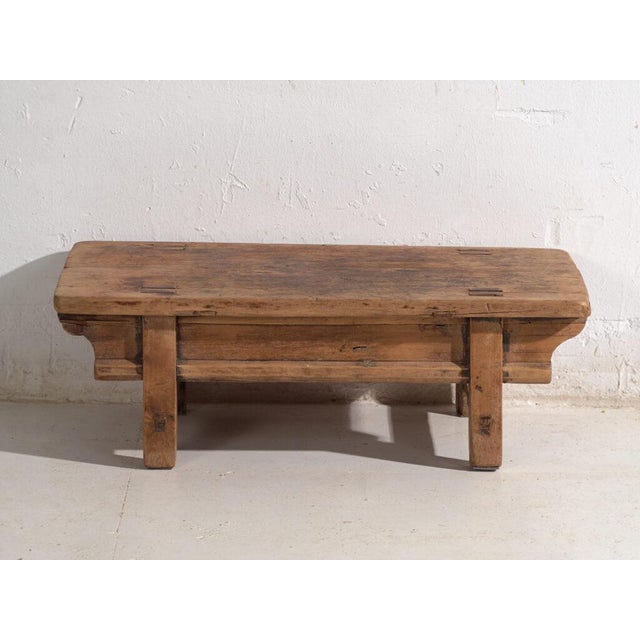 Low Antique Chinese Qing Dynasty Kang Table in Elm For Sale - Image 5 of 9