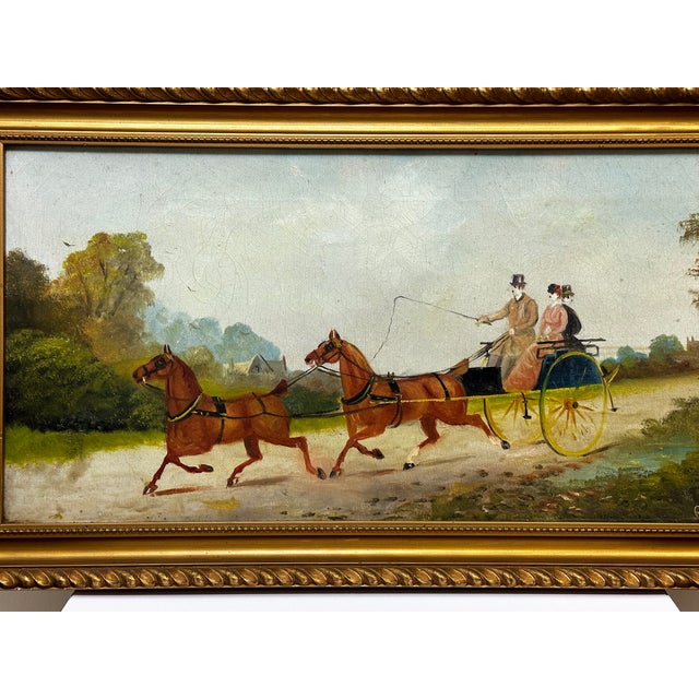 Antique British Edwardian Oil Painting of Horses & Carriage Coachman Riders Signed Philip H. Rideout For Sale - Image 10 of 12