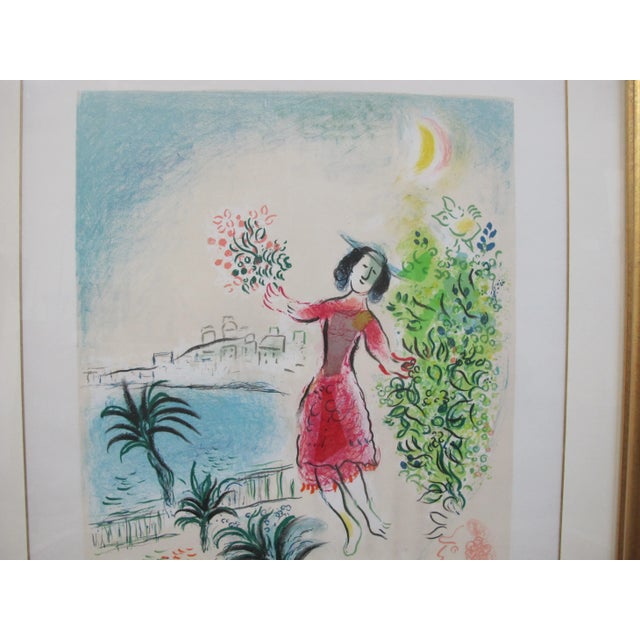 1970s Homage Marc Chagall Ville De Nice Signed Framed Ponchettes Exhibition Poster For Sale - Image 5 of 8