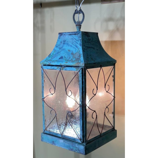 Metal Stunning Vintage Copper Hanging Lantern For Sale - Image 7 of 12