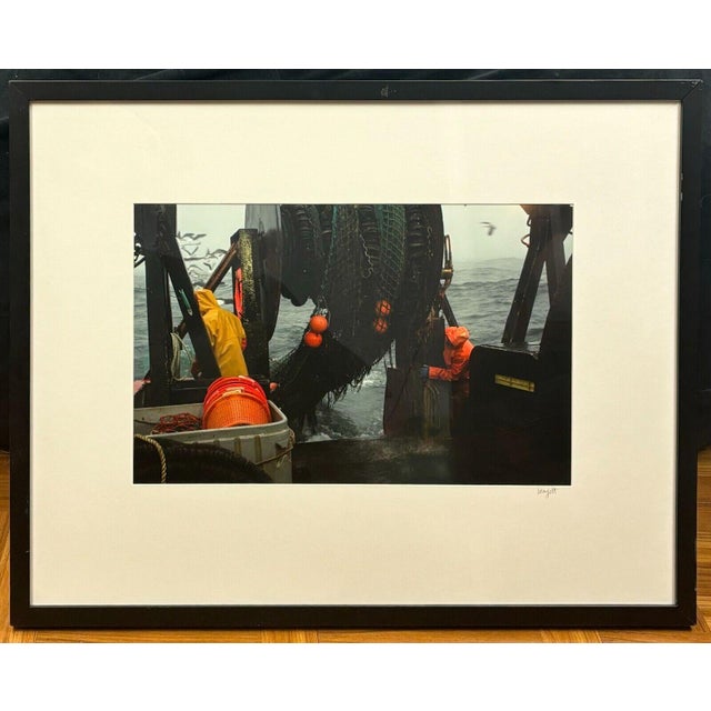 Realism Original Sam Murfitt ' Maine Lobsterman Fisherman Pulling Nets' Boat Photograph For Sale - Image 3 of 9