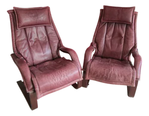 Set of Leather Relax Armchairs, 1980s