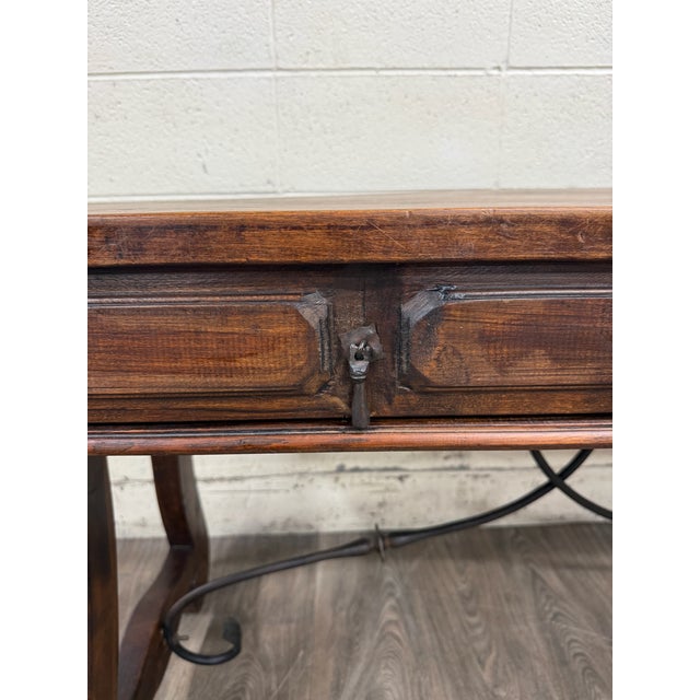 Brown Vintage Spanish Colonial Style Writing Desk Library Table For Sale - Image 8 of 18