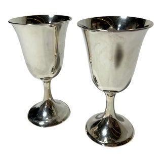 Pair of Vintage Mid-Century Modern Sterling Silver Goblets For Sale