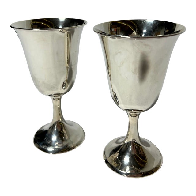 Pair of Vintage Mid-Century Modern Sterling Silver Goblets For Sale