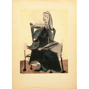 1943 After P. Picasso "Femme Assise", First French Edition Period Offset Lithograph