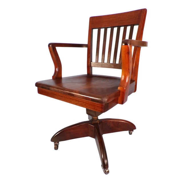 Early 20th Century Gunlocke Restored "Bank of England" Banker’s Armchair For Sale