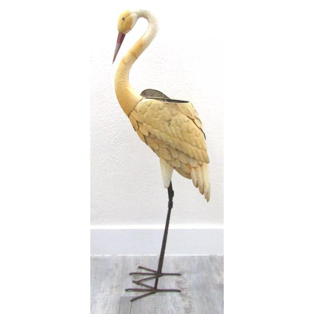 Vintage Old Florida Crane Form Art Metal Plant Stand For Sale In Miami - Image 6 of 12