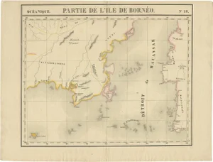 Antique Map of Part of Borneo Kalimantan Indonesia by Vandermaelen, 1825