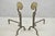Antique French Art Nouveau Hand Hammered Wrought Iron & Bronze Floral Medallion Fireplace Andirons - a Pair. Circa Early...