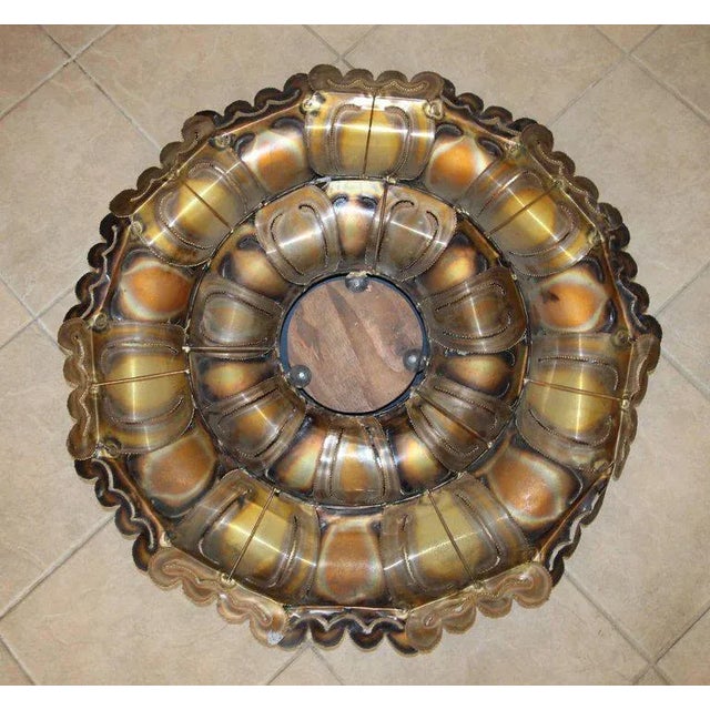 Brutalist Mixed Metal Sunburst Convex Wall Art Mirror For Sale - Image 9 of 11
