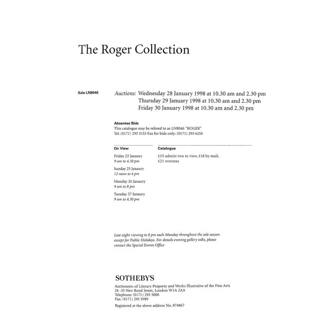 Traditional "The Roger Collection" 1998 Sotheby's London For Sale - Image 3 of 12