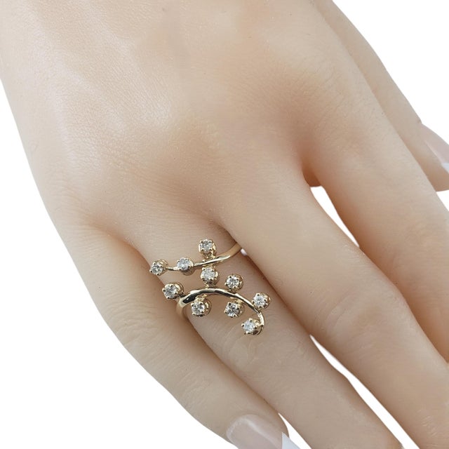 Metal Late 20th Century 14 Karat Yellow Gold and Diamond Cocktail Ring, Size 7.5 For Sale - Image 7 of 7