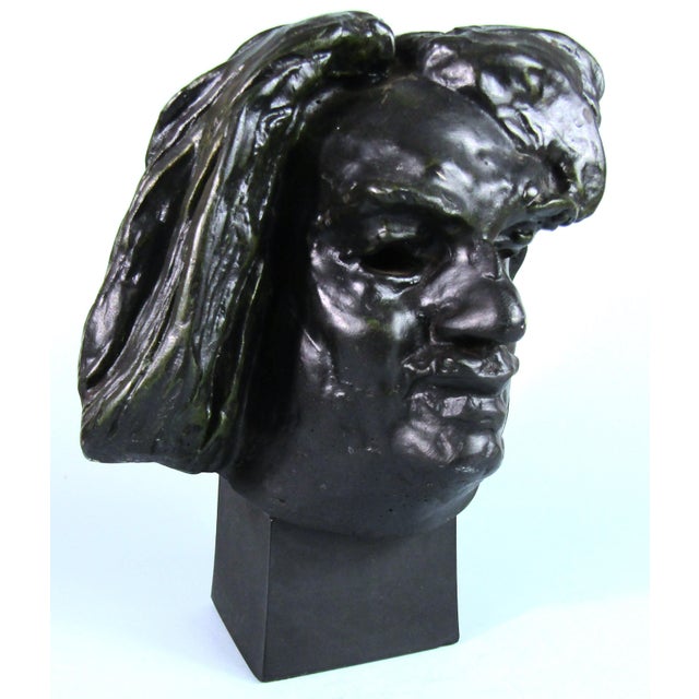 Auguste Rodin Head of Balzac Bronzed Sculpture Museum Reproduction Rudier Foundry Paris For Sale - Image 6 of 11