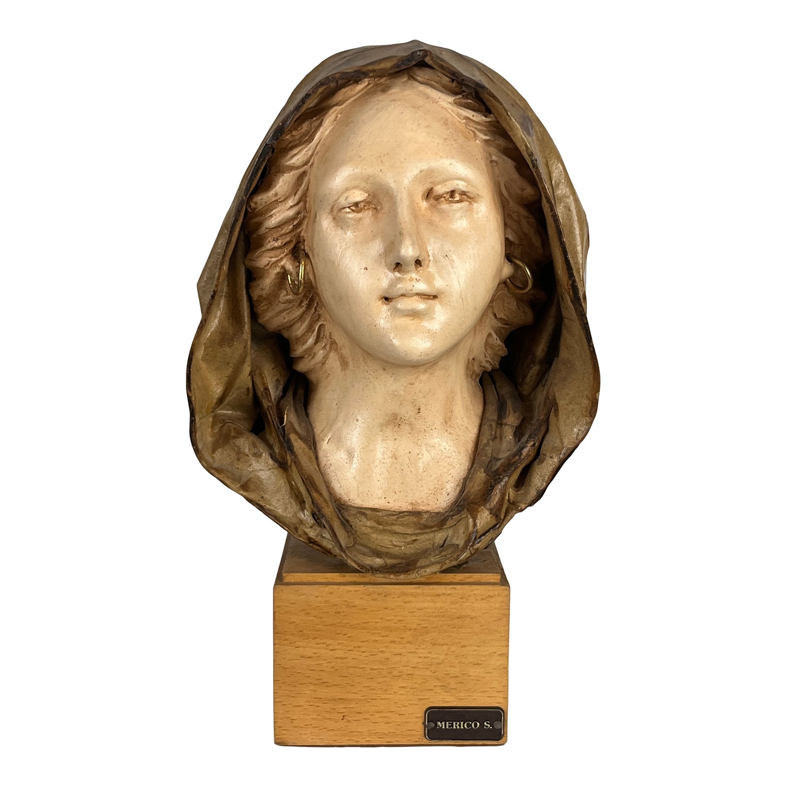Santino Merico Female Bust – Vintage Italian Sculpture With Veil ...