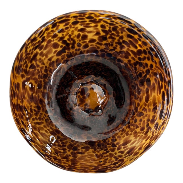 1970s Italian Handblown Murano Tortoiseshell Centerpiece Bowl For Sale