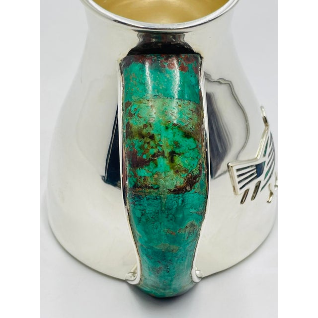 1960s Los Castillo Taxco Malachite & Silver Plate Bird Pitcher For Sale - Image 13 of 18