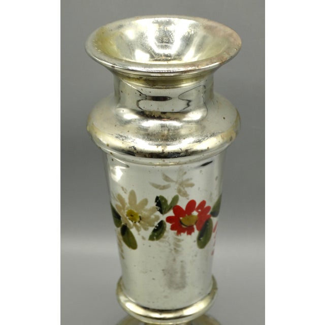 19th-Century Mercury Glass Vase Hand Painted For Sale - Image 6 of 9