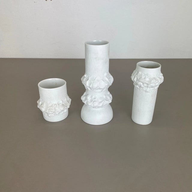 Op art porcelain vase set of 3 producer: ak kaiser, germany description: this original vintage op art vase set was...