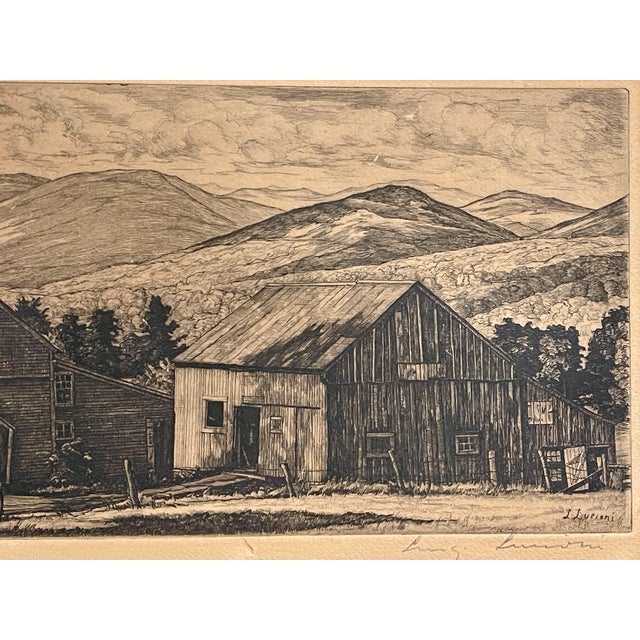 1940s 1940s Summer Shadows Framed Etching by Lucioni For Sale - Image 5 of 9