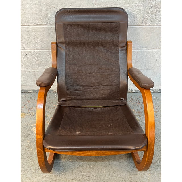 Vintage Bentwood and Leather Rocking Chair For Sale - Image 12 of 12