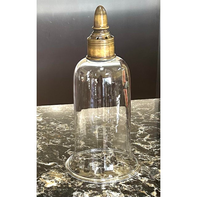 Vintage, Brass and Blown Glass, Hurricane Wall Sconces, With Smoke Bells, by Chapman - Pair For Sale In South Bend - Image 6 of 12