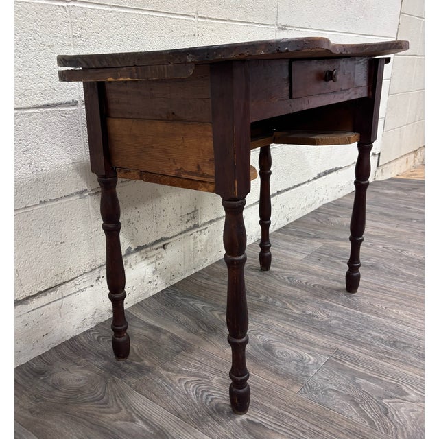 Antique American Primitive Rustic Kidney Shaped Writing Desk Console Table For Sale - Image 9 of 11