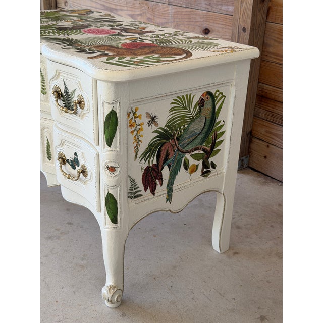 Vintage Baker Furniture Custom Painted Tropical Decoupage Appliqué Chest For Sale In Naples, FL - Image 6 of 12