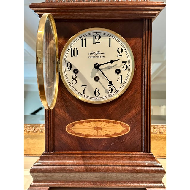20th Century Seth Thomas Westminster Chime Inlaid Mantel Clock Chairish