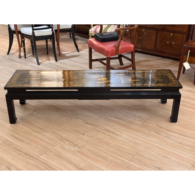 Wood Chinese Lacquer Screen Panel Mounted as a Low Table For Sale - Image 7 of 9
