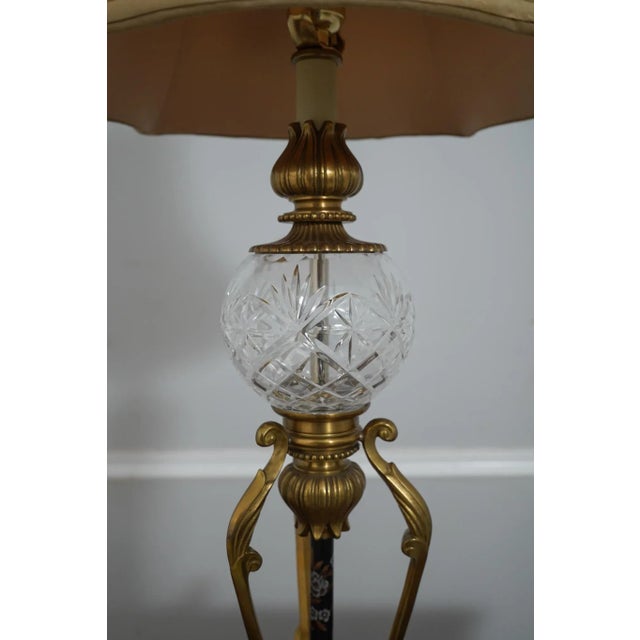Pair Regency Style Brass & Crystal Table Lamps For Sale - Image 4 of 11
