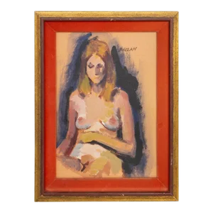 Female Nude Painting by Baizan, 12.75" X 16.5"